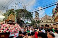 IMAGE of Santa Marta de Pebrero arriving at the church during the traslacion procession on 30 January, the first day of the nobenaryo.