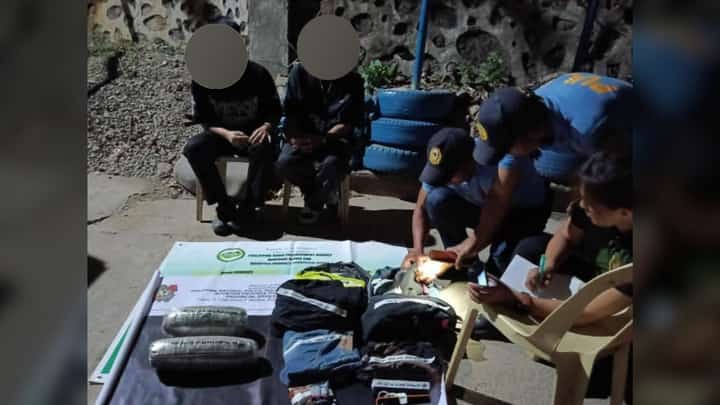 TWO male students from Quezon, Solano, Nueva Vizcaya, aged 18 and 21, were arrested during an interdiction operation in Poblacion, Sadanga, on 1 March.