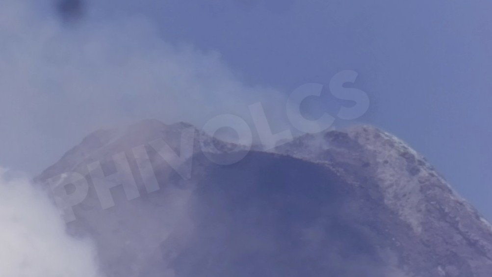 The crater of Mayon Volcano this Monday morning.