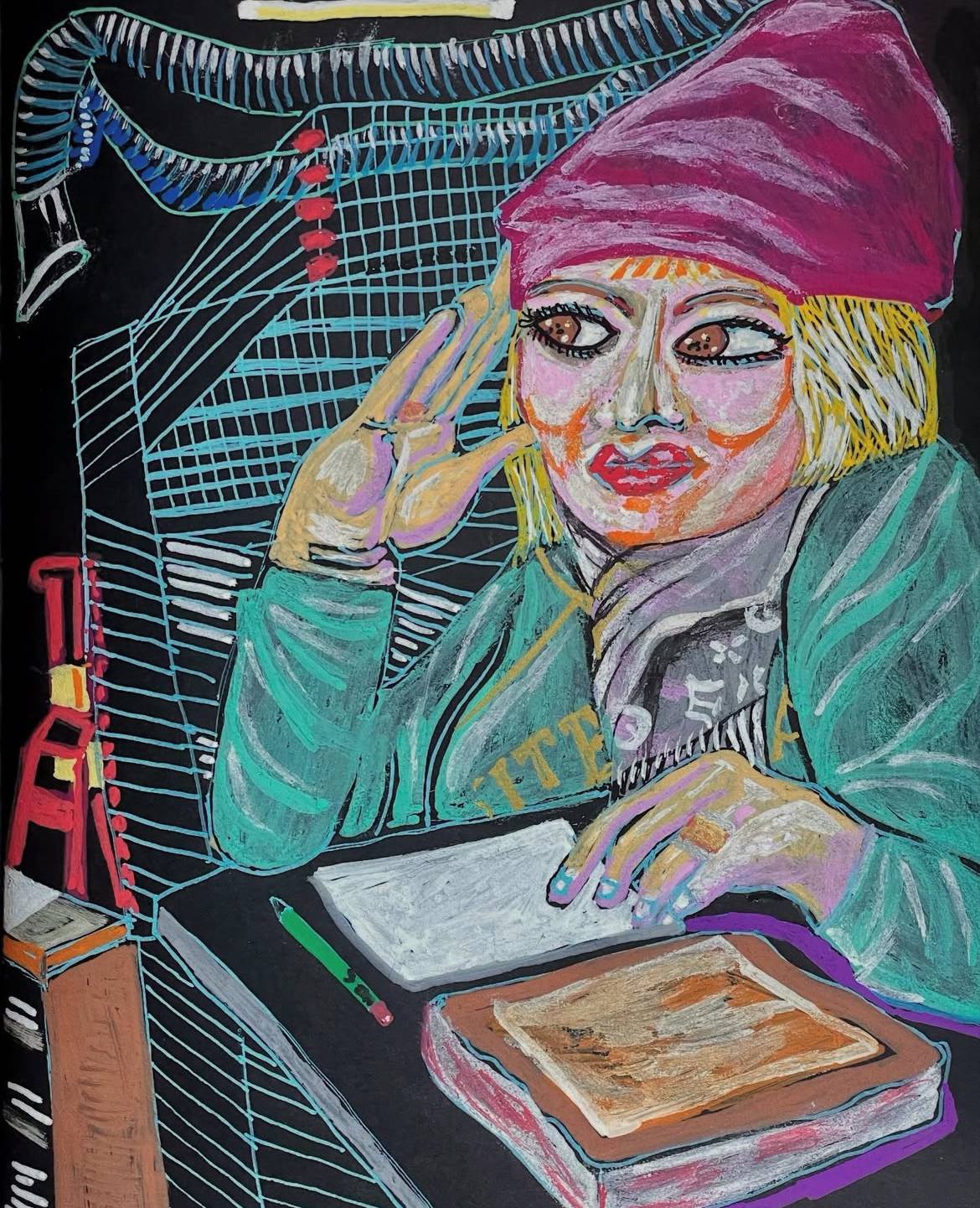 “SELF-PORTRAIT as lithographer at the Art Students League, NY 2025”