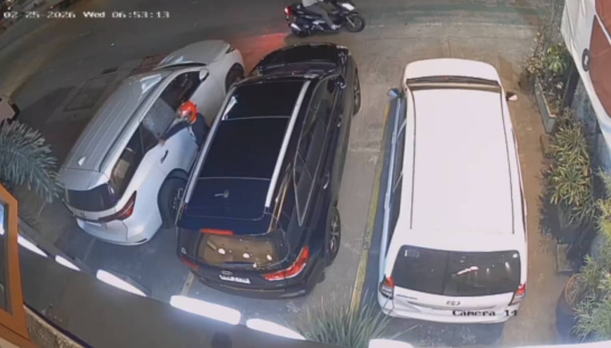 SCREEN grab from the CCTV footage of a "basag-kotse" incident last February 25 along Katipunan Avenue in Quezon City.