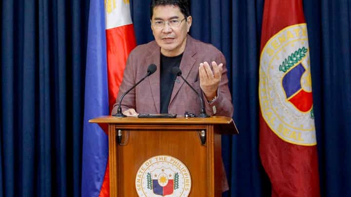 SENATOR Erwin Tulfo faces the members of the press announcing a bill that he filed suspending the of value added tax and excise taxes on fuel on Thursday, 5 March, 2026 in Pasay City.