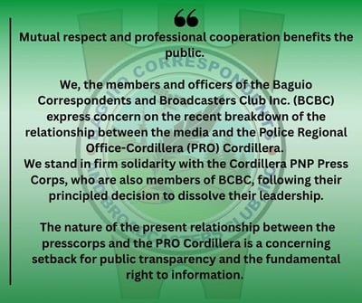 Baguio media group flags worsening ties with police