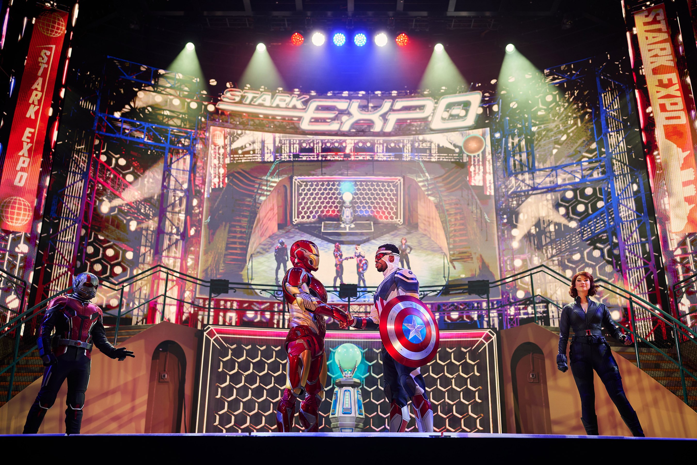 AVENGERS assemble for the ship’s christening.