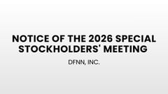 Notice of the 2026 Special Stockholders' Meeting of DFNN, INC.