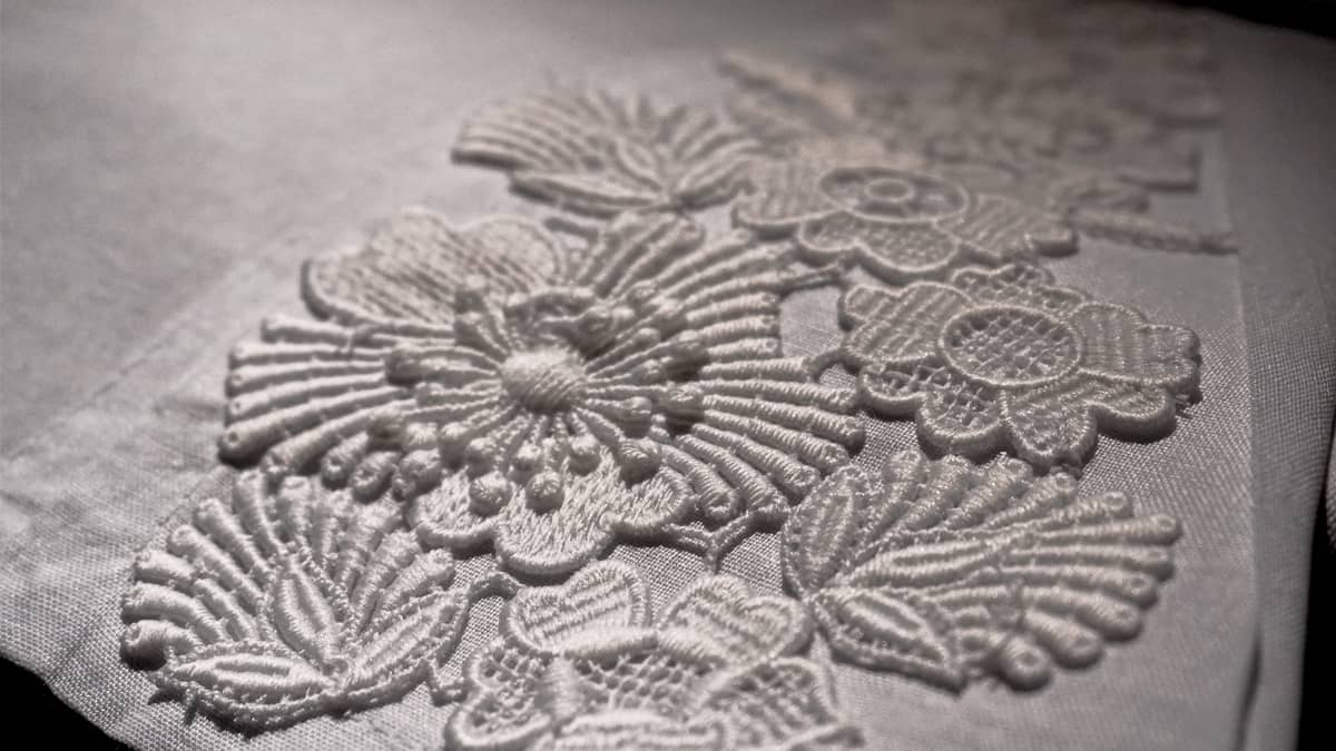 Embroidered details.