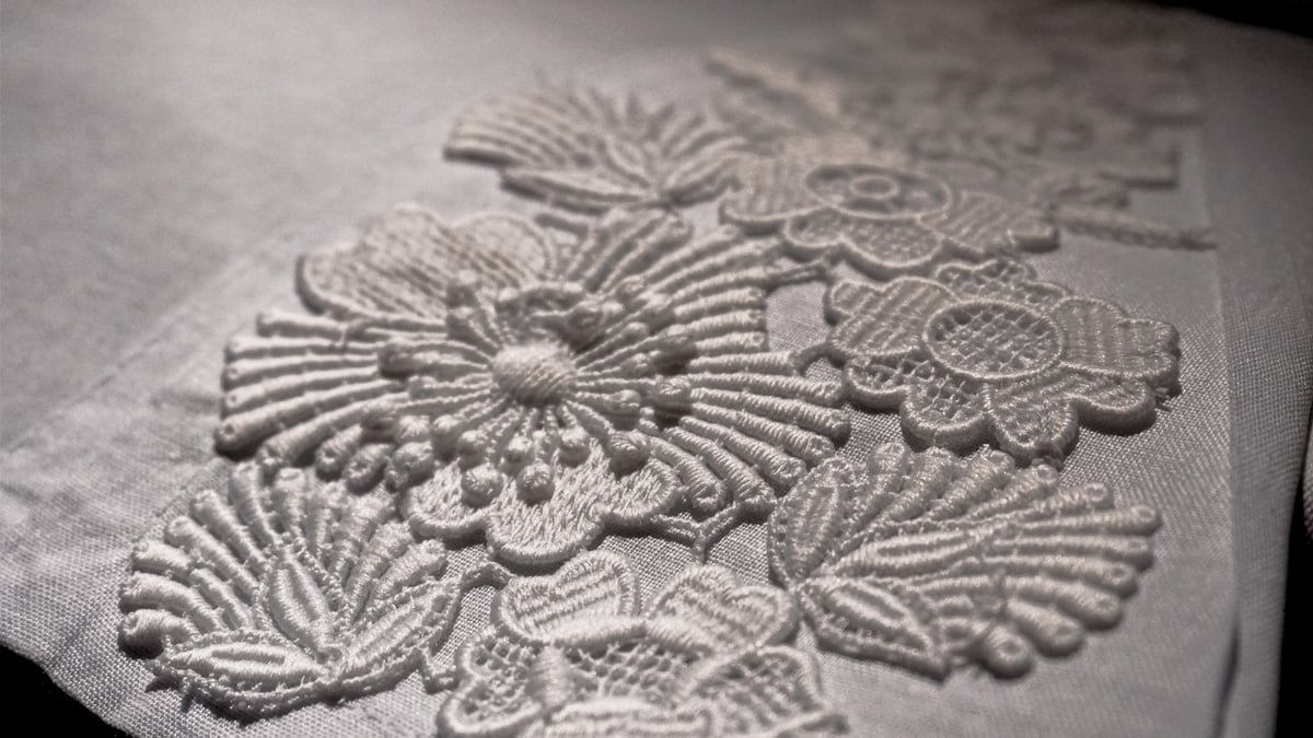 Embroidered details.