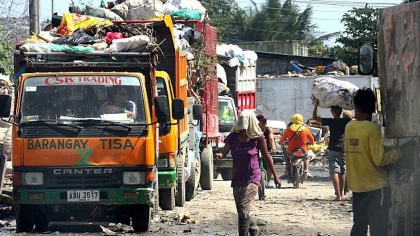 GARBAGE trucks in Cebu City line up at a private landfill in the area to unload the city’s wastes.