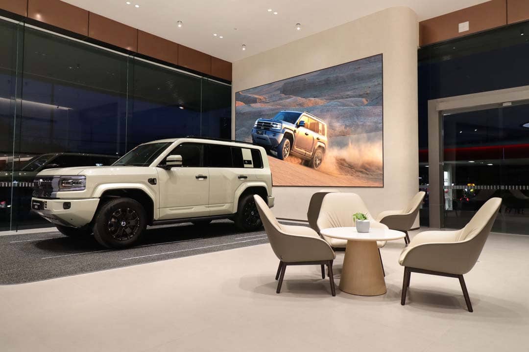 INSIDE DENZA Alabang, a display vehicle sits in the showroom where customers can explore the brand’s premium electric lineup.