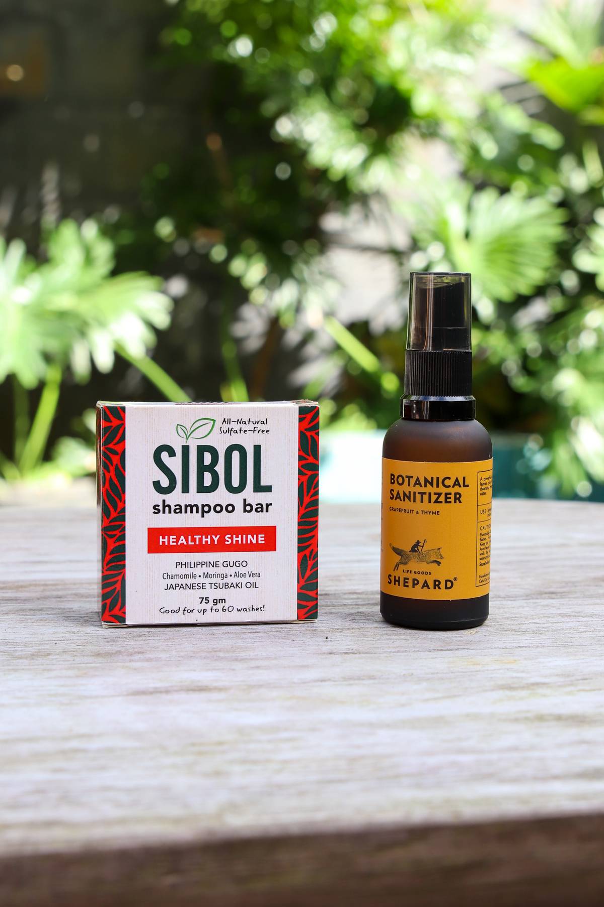 SHEPARD On-The-Go Botanical Sanitizer and Sibol Healthy Shine Shampoo Bar