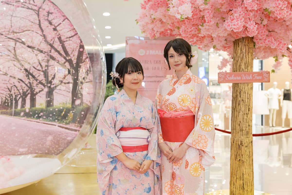 GUESTS showcase traditional Japanese-inspired attire during a fashion preview ahead of the Kimono Meet at the launch of Sakura Fest 2026 at SM J Mall in Cebu.