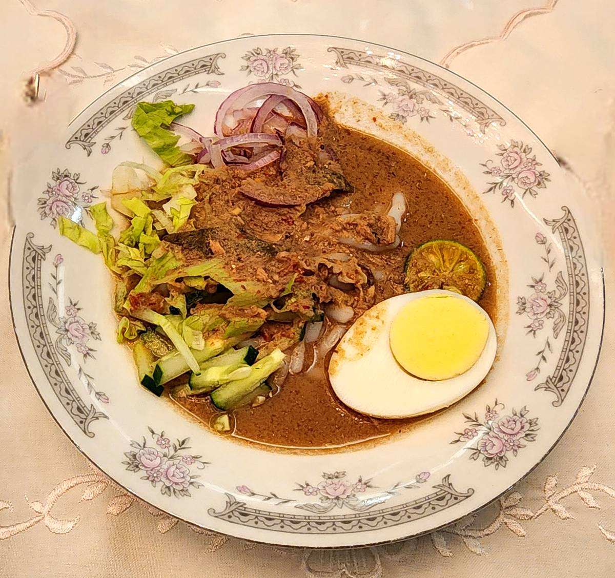 LAKSA utara, the iconic rice noodle soup as prepared in northern Malaysia.