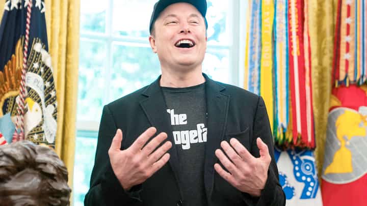 ELON Musk speaks in the Oval Office of the White House in Washington, DC.