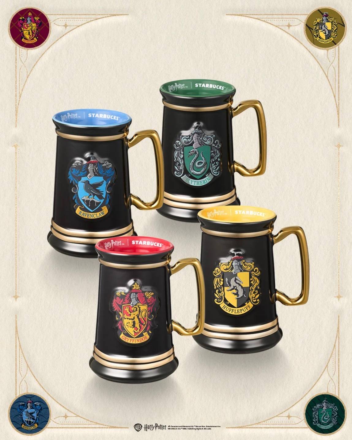 Hogwarts houses mugs.