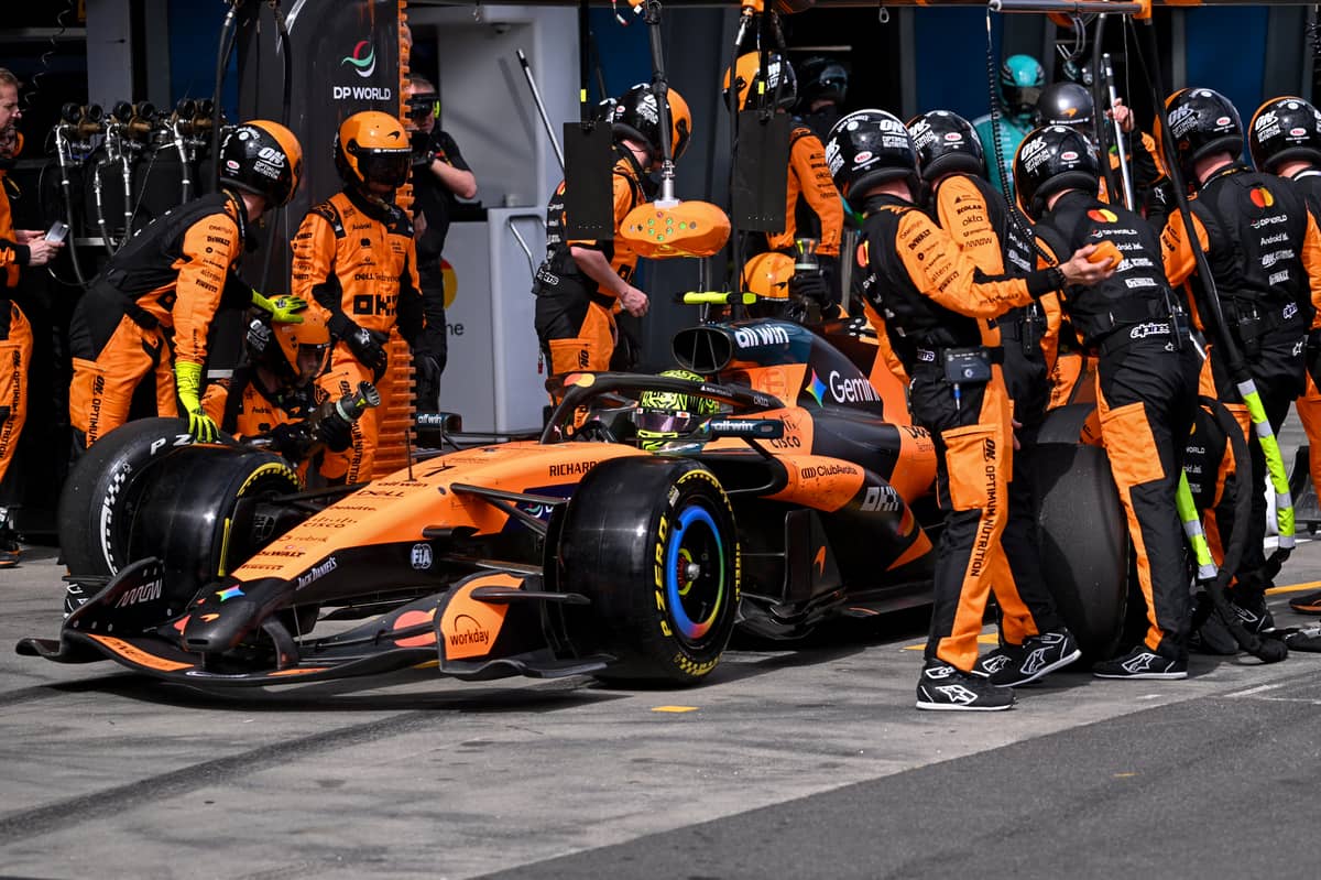 MECHANICS service the McLaren of Lando Norris in the pit lane during the Australian Grand Prix weekend.
