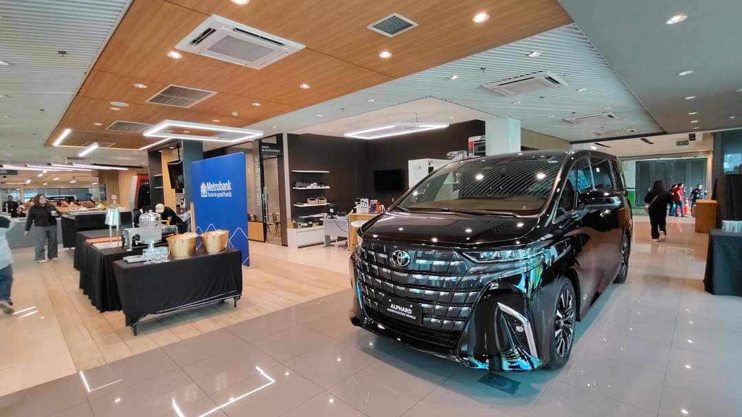 ALPHARD display greets guests at the Toyota Platinum Card launch venue as Metrobank and Toyota introduce a credit card tied to motoring expenses.