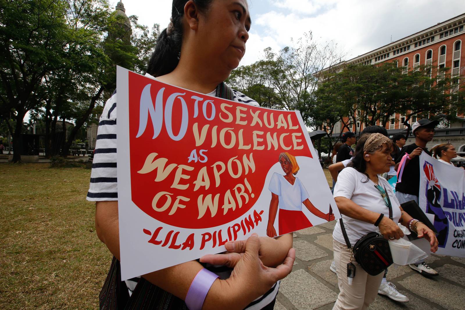 Women's rights advocates from Lila Filipina, Flowers for the Lolas, and Gabriela Women's Party march through Intramuros, Manila on  15 March 2026. Alongside descendants of Filipina "comfort women," they demand justice for atrocities committed during the Japanese occupation. The Walled City, once a garrison for the Japanese Imperial Army, stands as a silent witness to the hundreds of Filipinas who endured abuse within its walls.

The group also condemns the expanded US-Israel wars of aggression in West Asia and Latin America and stands with the women and children targeted by global conflict.