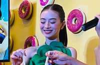 Fyang Smith enjoying halo-halo.