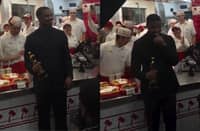 Actor Michael B. Jordan celebrating at burger joint after the Oscars