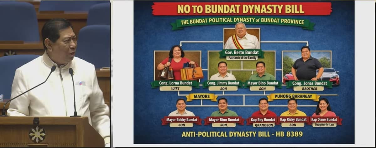 CALOOCAN Second District Rep. Edgar Erice with his graphic claiming that the proposed Anti-Political Dynasty bill was a 'budol bill.'