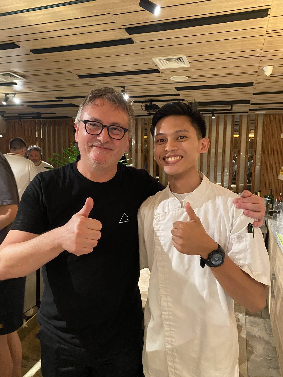 RHEY John A. Villamor worked as an intern at Gallery by Chele. With him is Spanish chef Andoni Luis Aduriz, one of the esteemed guest chef collaborators of the restaurant.