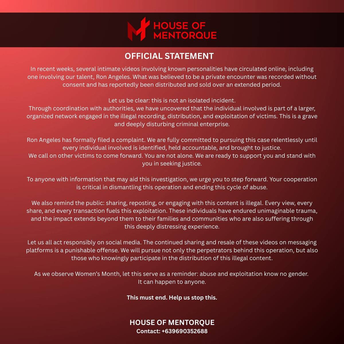 Mentoque official statement