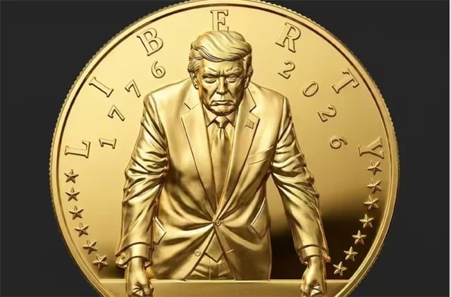 Gold coin features Trump
