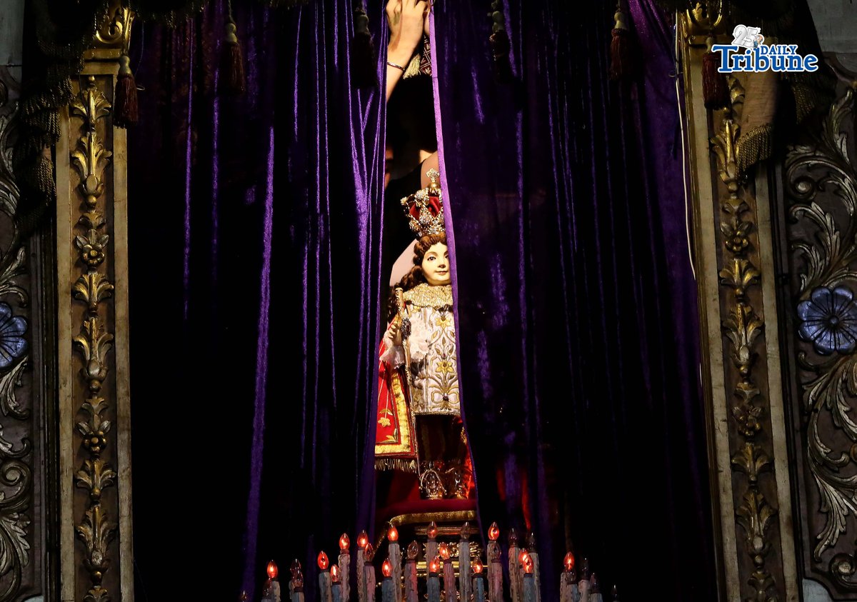 Personnel at Sto. Niño Parish Shrine in Brgy. Bago Bantay cover statues and sacred images in purple cloth, symbolizing both the sorrow of sin and the royal dignity of Christ. The veiling reflects Christ’s hiding during his Passion and prepares the faithful for the joy of Easter.