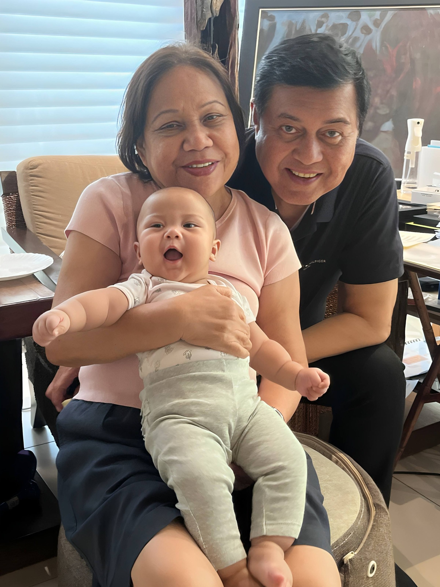 FORMER senators Cynthia and Manny Villar trade public life for quiet joy at home, doting on their beloved apo Claudia as grandparenthood takes center stage in their everyday moments.