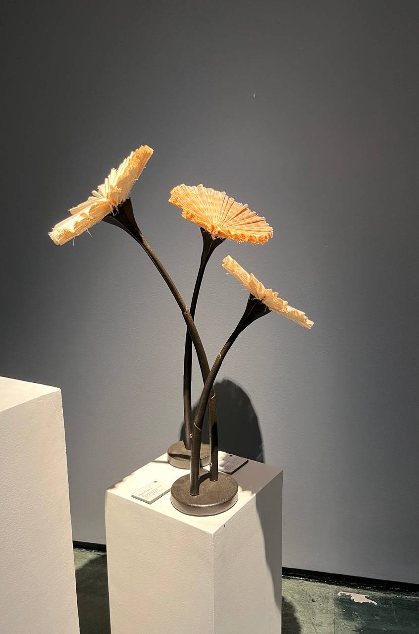 MINI Fleur 2, Metal works by Industria Edition Flowers made of raffia and spun polyester, 22” by 11.”