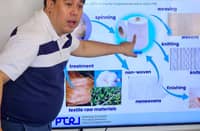 DEPARTMENT of Science and Technology-Philippine Textile Research Institute director Dr. Julius L. Leaño Jr. lectures visitors on the textile value chain.
