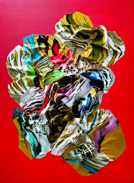 ‘LOVE Made Visible #1,’ Mixed Media, 48 in x 36 in, 2026.