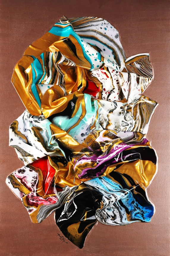 ‘LOVE, Folded Gently #3,’ Mixed Media, 36 in x 24 in, 2026.