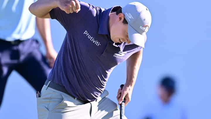 MATTHEW Fitzpatrick heaves a sigh of relief after sinking a 14-foot birdie putt that gave him the US PGA Tour Valspar Championship title on Sunday.