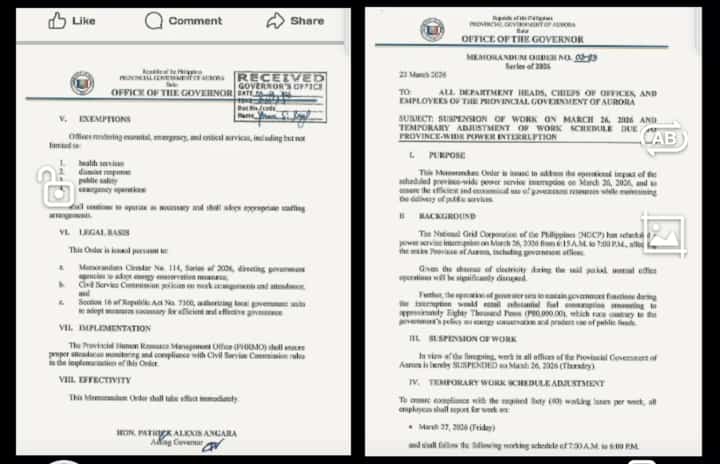 Aurora suspends gov’t work on 26 March due to power outage