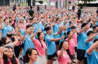 PARTICIPANTS raise their drinks during Lazada’s 14th anniversary celebration, contributing to a Guinness World Record for the largest toast with soft drinks held across multiple venues.