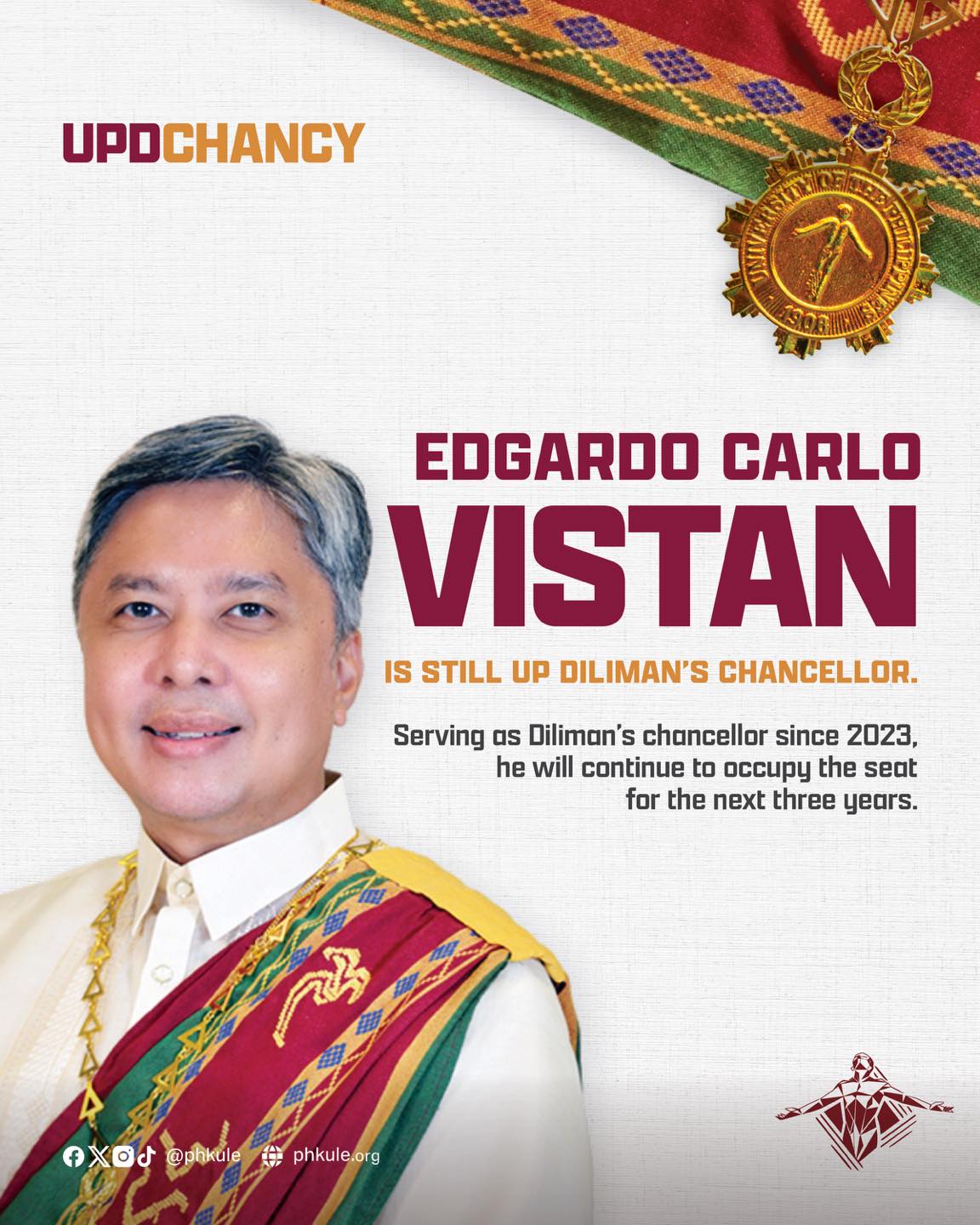 Vistan retains UP Diliman chancellorship