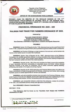 Kalinga enacts fair trade law to protect farmers