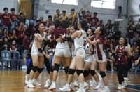 THE Perpetual Junior Lady Altas celebrate after tallying a 25-19, 25-11, 25-23 win over the Arellano Lady Braves in Game 1 of their Season 101 NCAA volleyball fiesta girls’ division on Thursday.