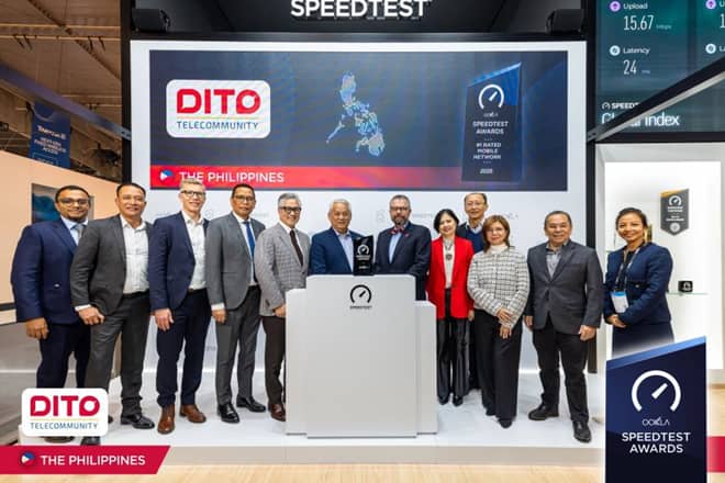 The DITO Telecommunity team accepts the Ookla® Speedtest Award, recognizing DITO as the Philippines’ #1 Rated Mobile Network —underscoring its continued commitment to delivering world-class connectivity to Filipinos.