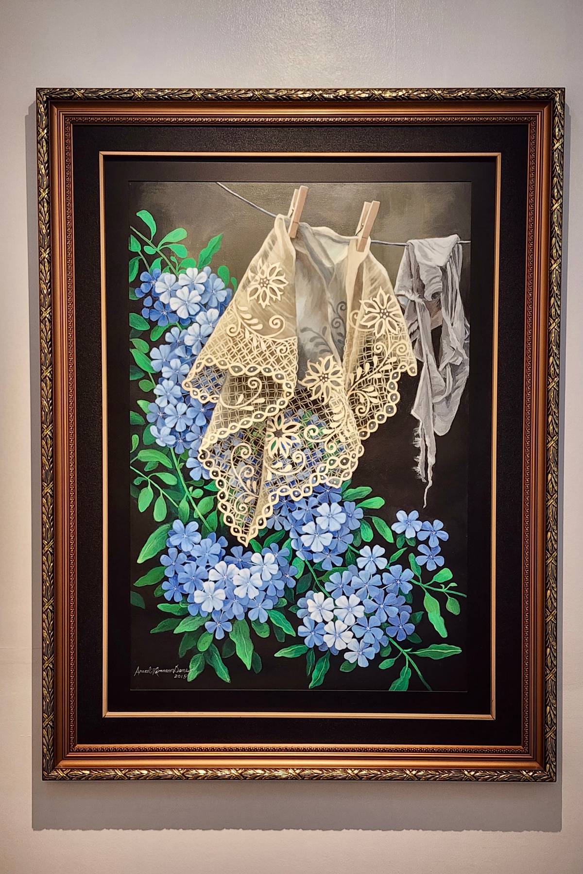 ‘BLUE Melody (Tanim ni Ama),’ acrylic on canvas, 2015, 91 x 61 cm.