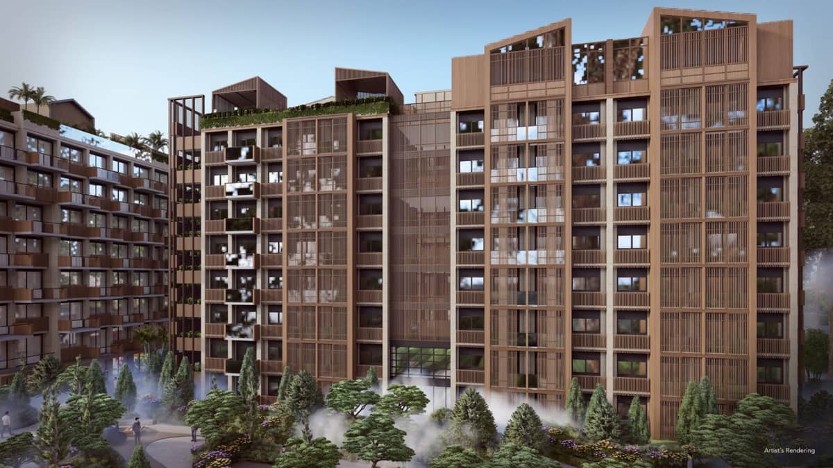 BERN Niesen Tower showcases wood-toned facades, with rooftop greenery.