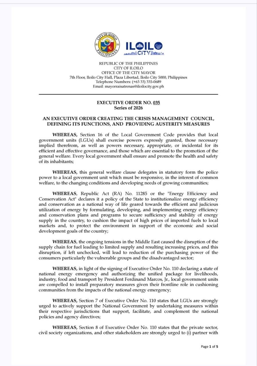 Iloilo City forms crisis council amid energy emergency