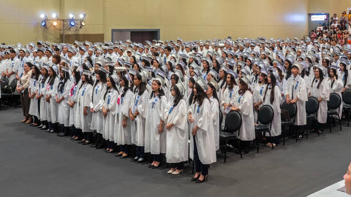 STUDENTS of Las Piñas City National Senior High School-CAA Campus during their graduation ceremony.