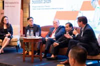 (From left ): Mary Jade Roxas-Divinagracia, Deals and Corporate Finance managing partner at Isla Lipana and Co./PwC Philippines; Atty. John Dominic Zafe, director of Project Development Services at PPPC; Lachy Haynes, Energy Transition partner at PwC Australia; Undersecretary Mylene Capongcol of the Department of Energy; Bjorn Rosenberger, and head of Offshore Wind at Triconti ECC Renewables Corporation, during a fireside chat at the PwC Philippines’ 4th Philippine Infrastructure Summit at the Makati Shangri-La.