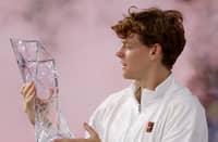 JANNIK Sinner lifts the trophy after beating Jiri Lehecka 6-4, 6-4 to win the ATP Miami Masters 1000 crown on Sunday.
