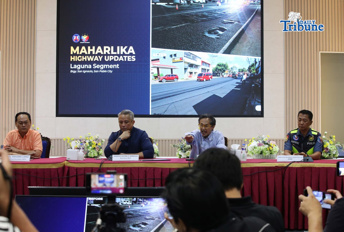 (March 31 2026) DILG Secretary Juanito Victor C. Remulla leads the Inter-agency Press Briefing regarding the PNP personnel deployment during Holy Week exodus and update of the Maharlika High together with DOTr Secretary Giovanni Z. Lopez, DPWH Secretary Vivencio B. Dizon, and Chief PNP PGen. Jose Melencio C. Nartatez Jr. at the Camp Crame in Quezon City on Tuesday, March 31, 2026. Photo/Analy Labor