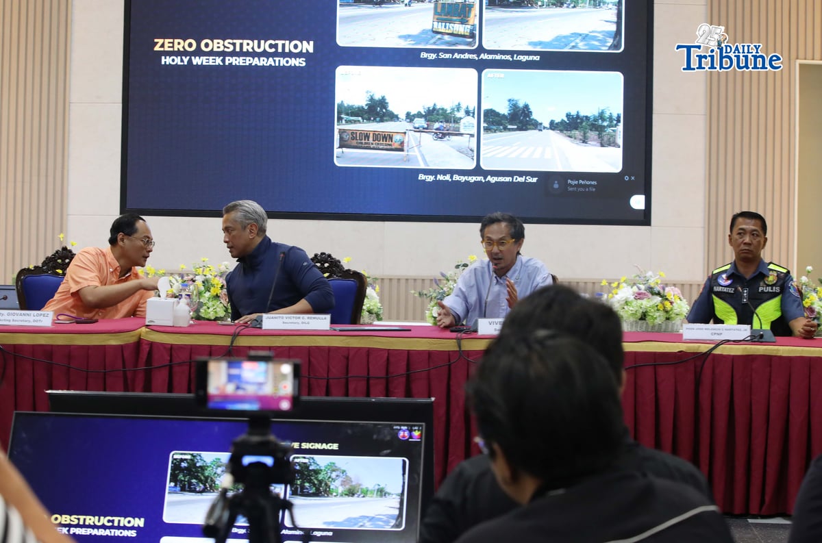 (March 31 2026) DILG Secretary Juanito Victor C. Remulla leads the Inter-agency Press Briefing regarding the PNP personnel deployment during Holy Week exodus and update of the Maharlika High together with DOTr Secretary Giovanni Z. Lopez, DPWH Secretary Vivencio B. Dizon, and Chief PNP PGen. Jose Melencio C. Nartatez Jr. at the Camp Crame in Quezon City on Tuesday, March 31, 2026. Photo/Analy Labor