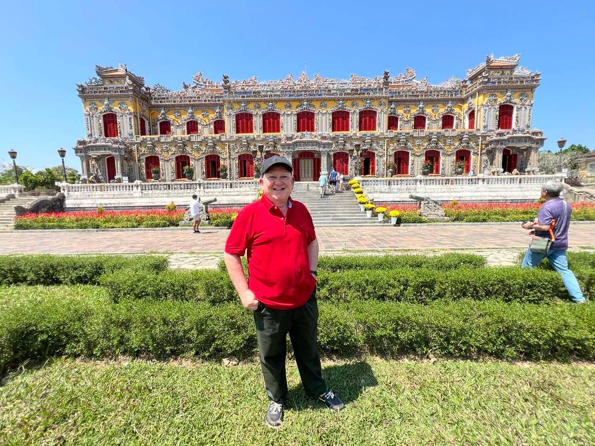 THE author in front of the Kien Trung Palace.