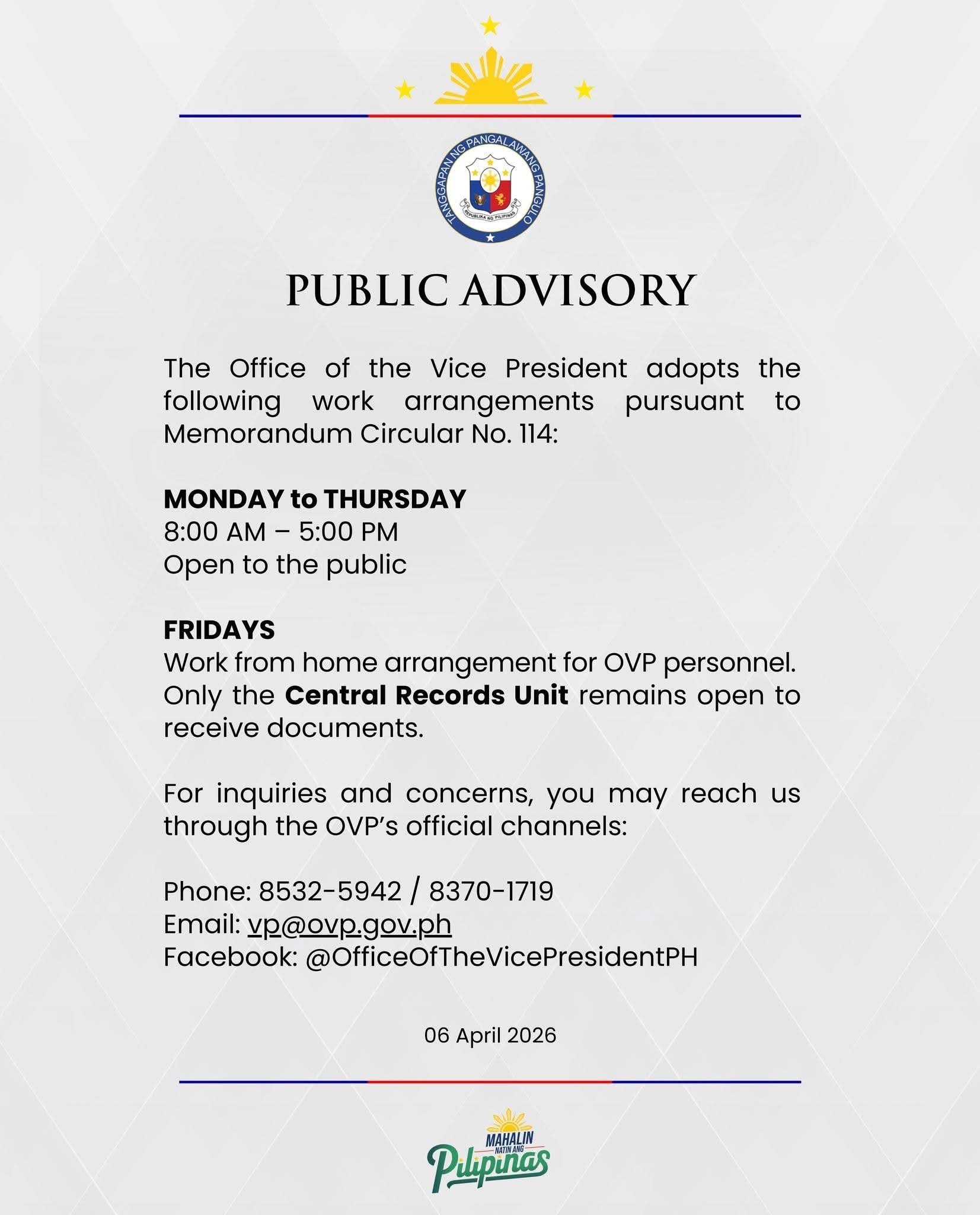 OVP shifts to four-day workweek amid fuel price hike